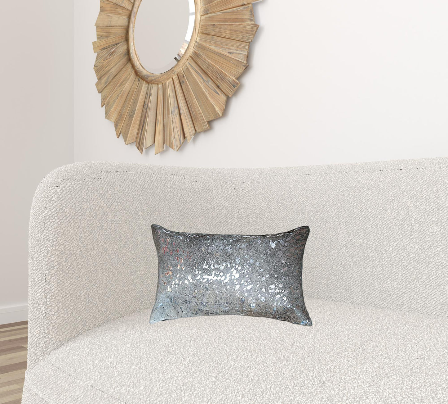 12 X 20 Gray Animal Print Cowhide Throw Pillow