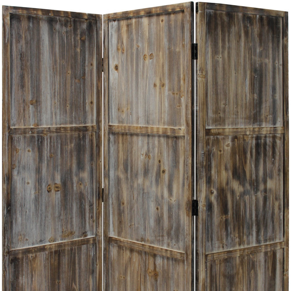 1" x 63" x 72" Brown 3 Panel Solid Wood Fortress  Screen