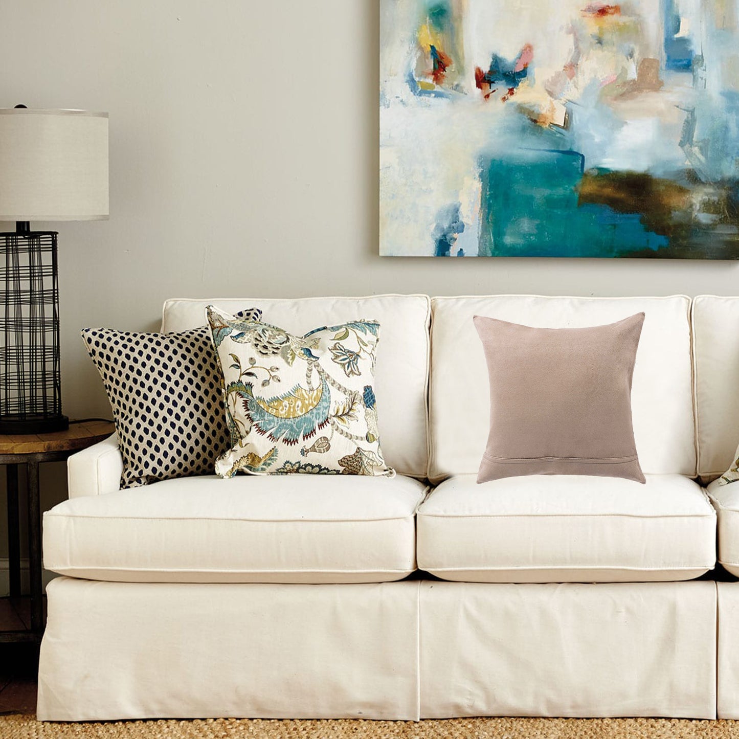 18" X 18" X 5" Salt And Pepper Chocolate And White Cowhide  Pillow