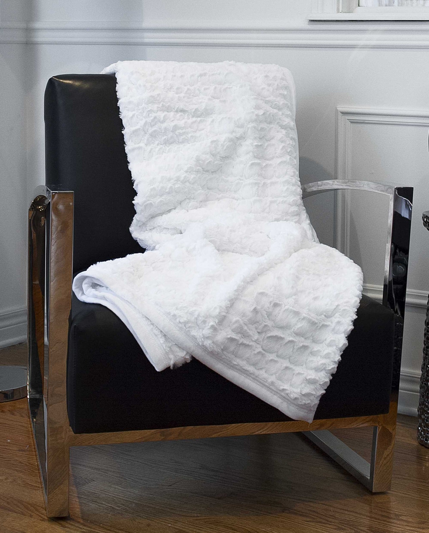 Ivory Faux Fur Plush Throw