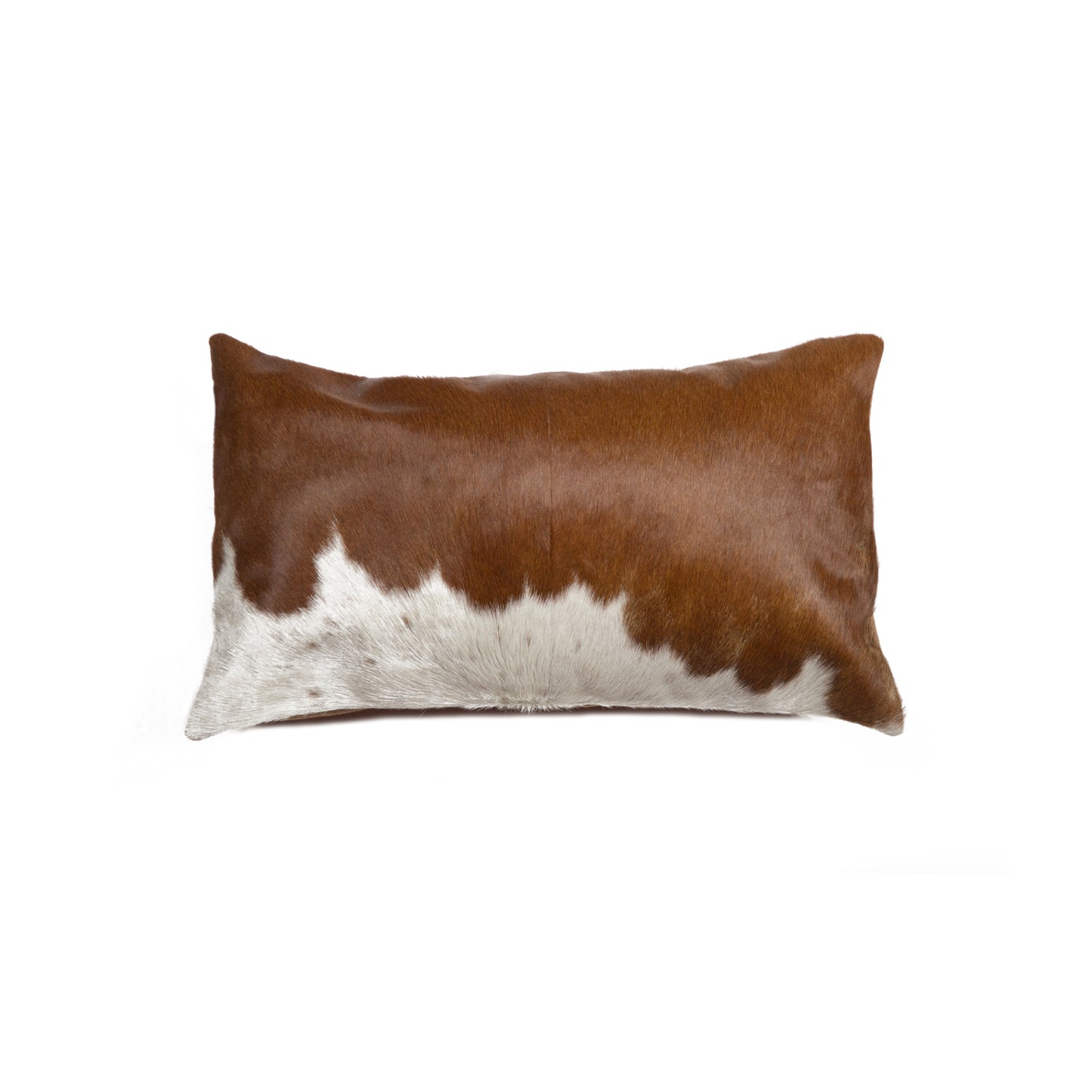 20" X 5" Brown and White Cowhide Zippered Pillow