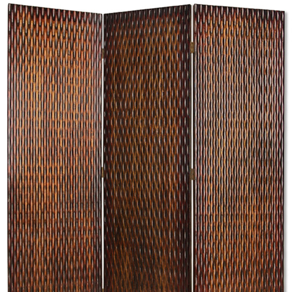 1" X 63" X 72" Brown Wood 3 Panel  Screen