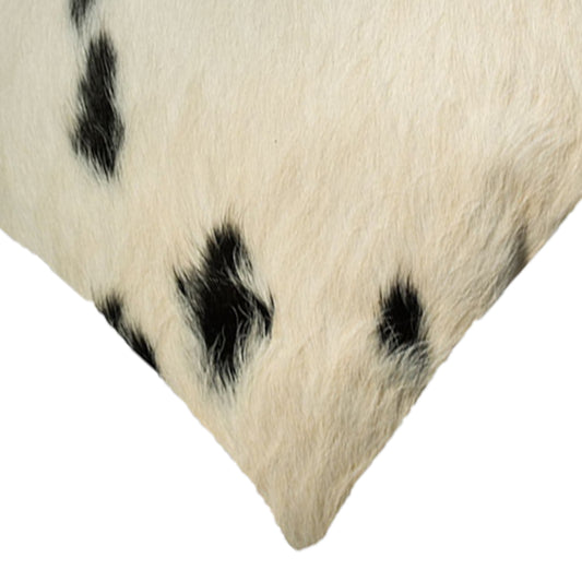 18" X 18" X 5" White And Black Cowhide  Pillow