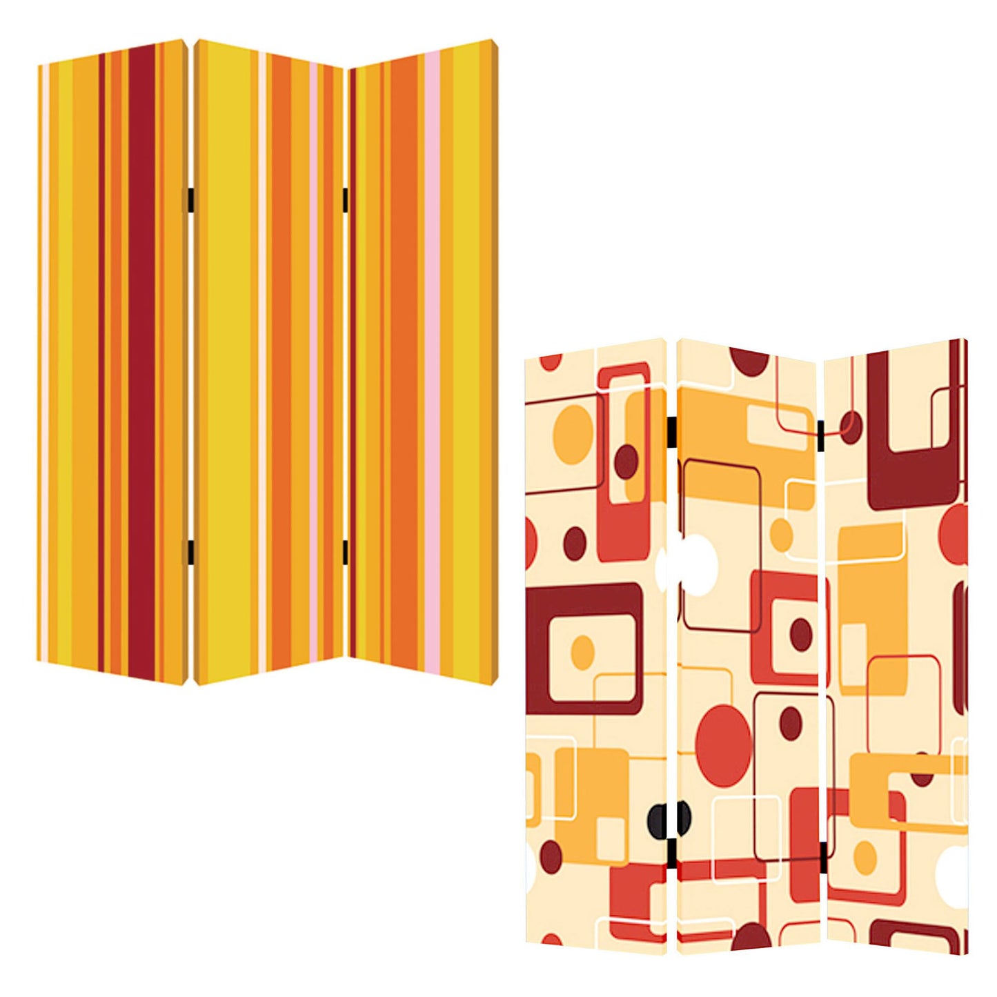 48 X 72 Multi Color Wood Canvas Deep Saffron  Screen