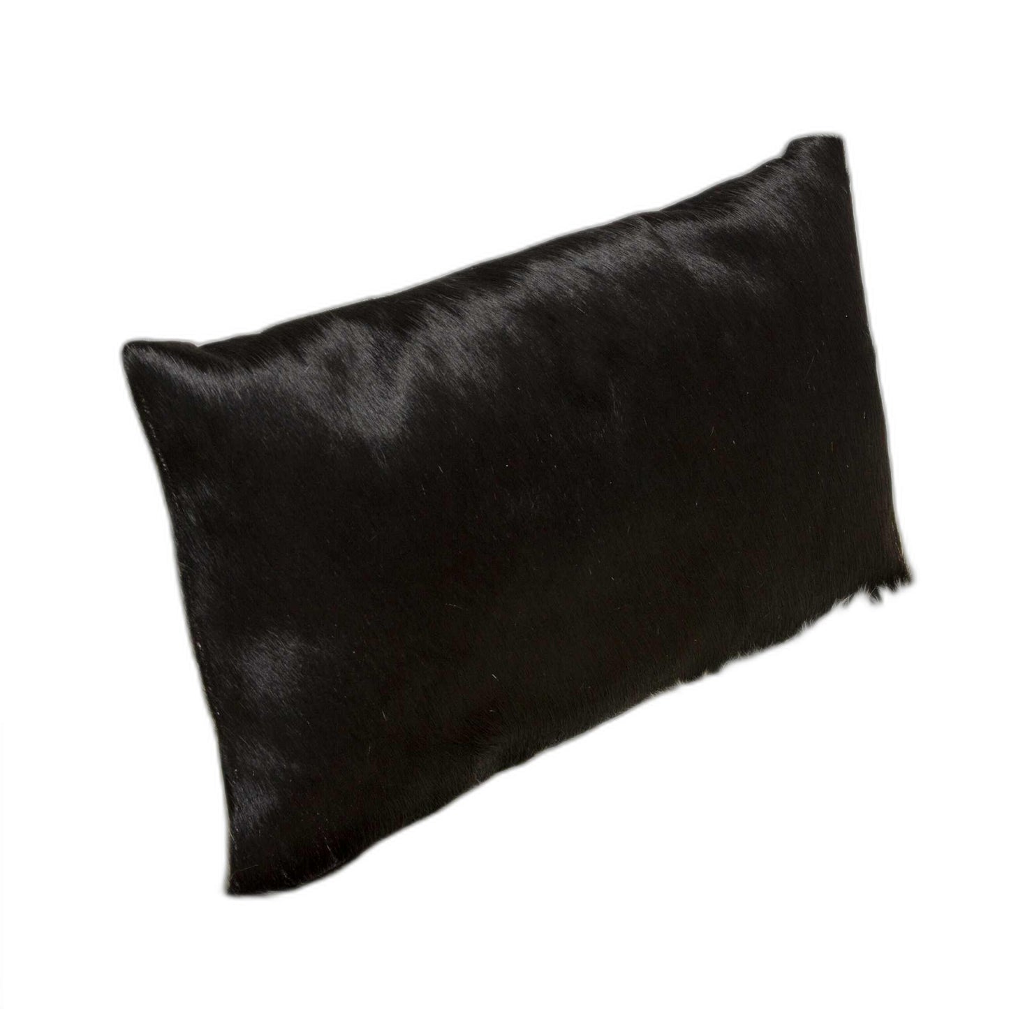 12" X 20" X 5" Black Cowhide  Pillow