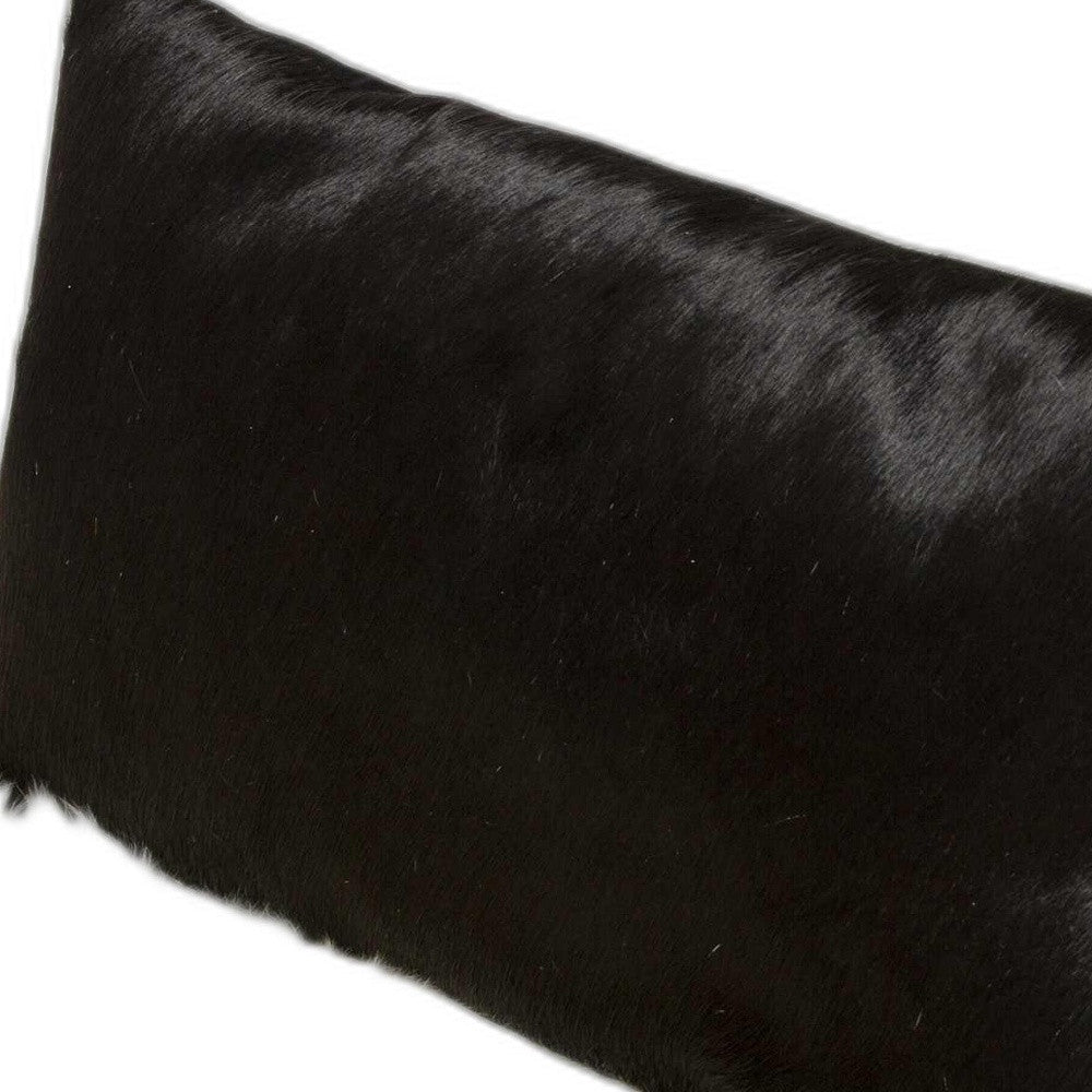 12" X 20" X 5" Black Cowhide  Pillow