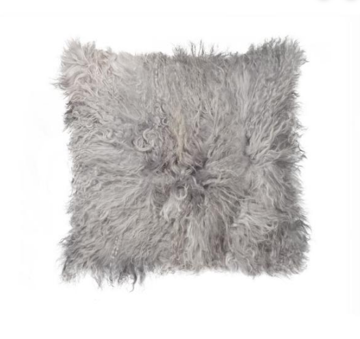 18" X 18" X 5" Gray Sheepskin  Pillow