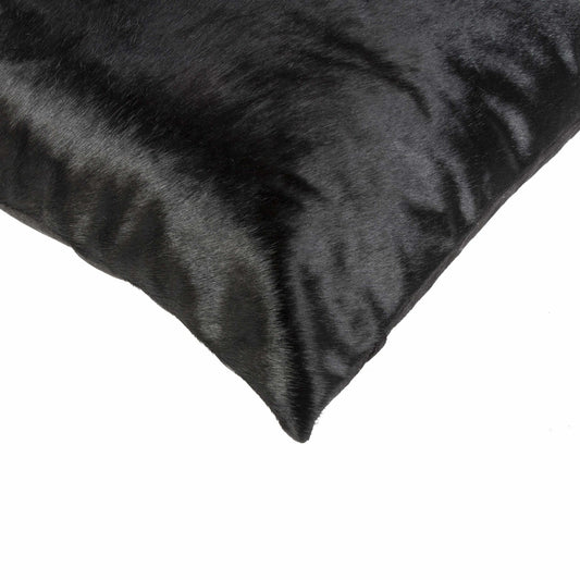 18" X 18" X 5" Black Cowhide  Pillow