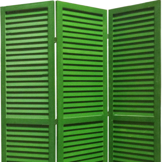 48" X 67" Green Wood Shutter Screen