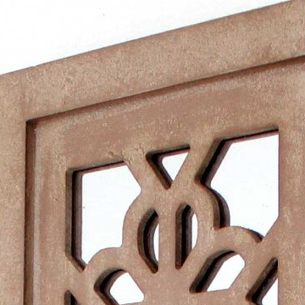 Set of Two Tan Lattice Wall Sconce Candle Holders