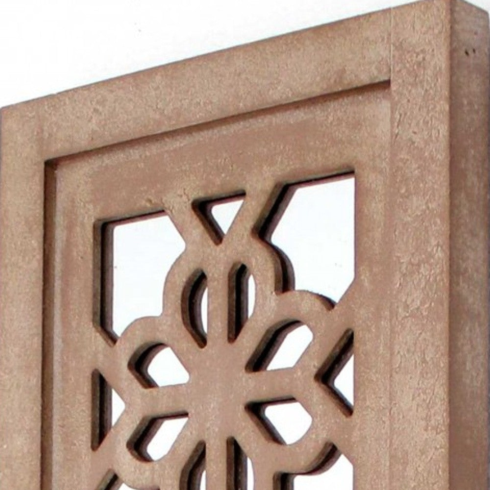 Set of Two Tan Lattice Wall Sconce Candle Holders