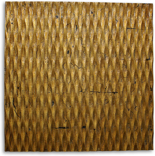 36" X 36" X 1" Raw Wood Look Gold Finish Square Wall Art