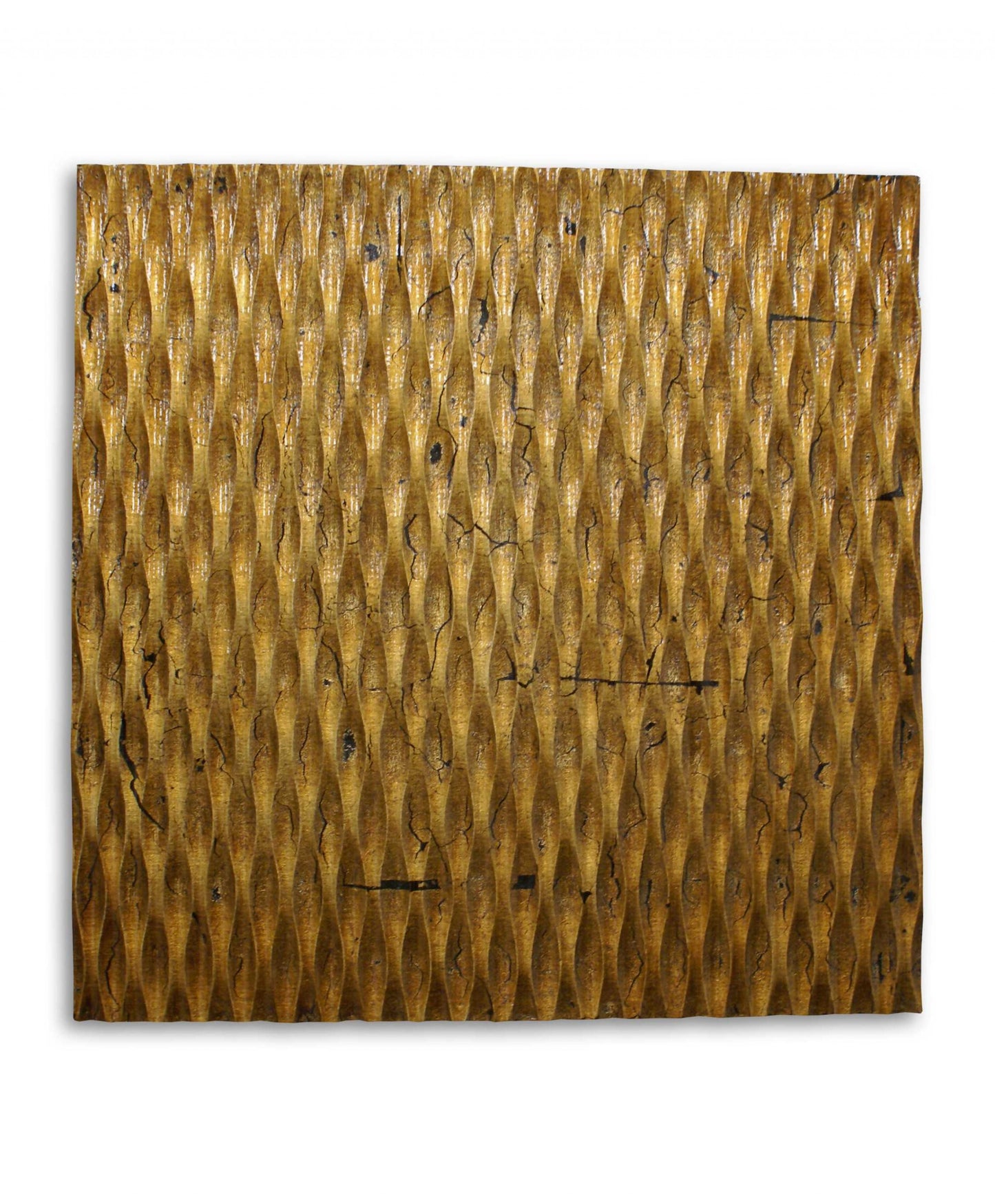 36" X 36" X 1" Raw Wood Look Gold Finish Square Wall Art