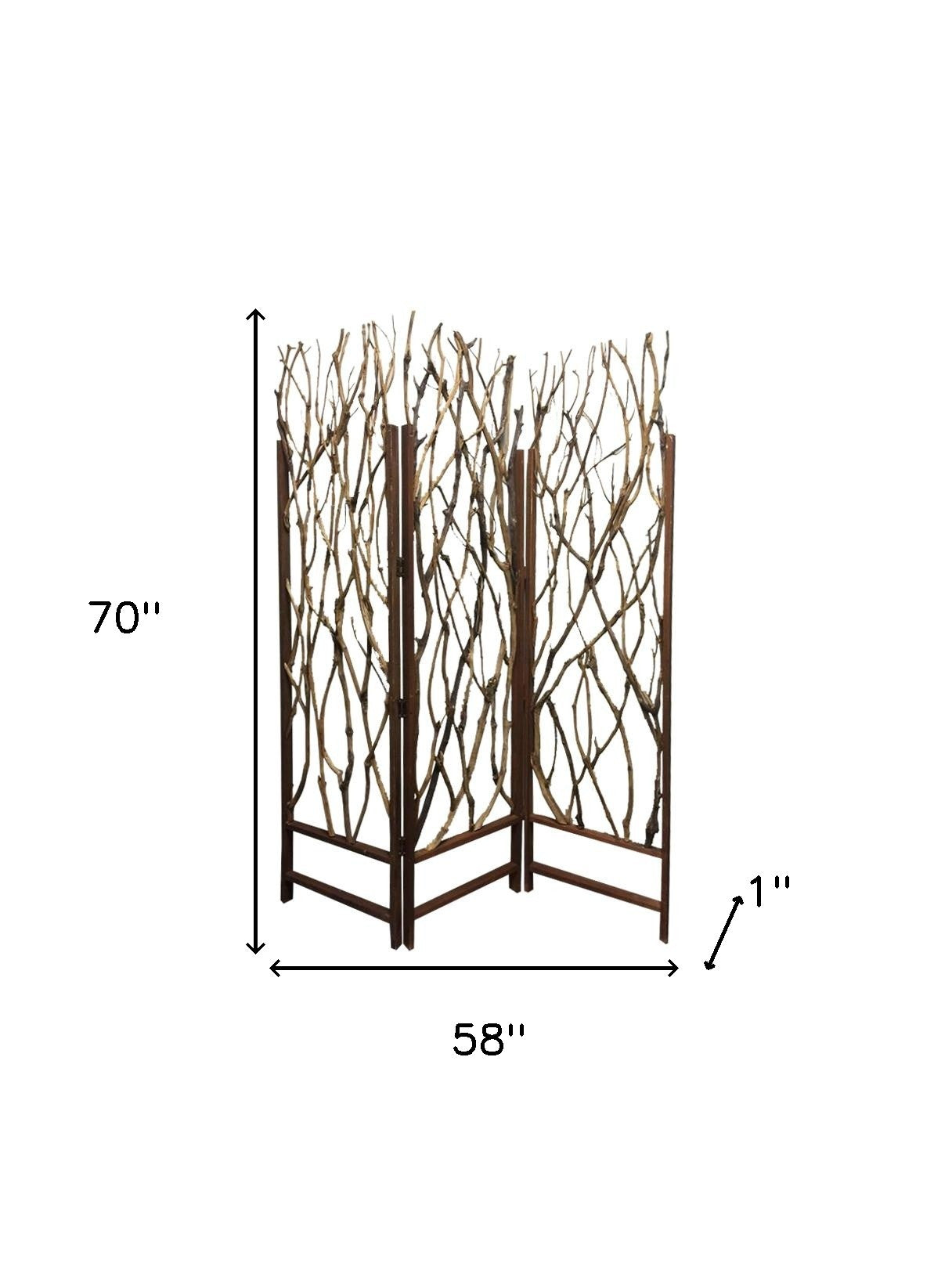 58" X 70" Brown Wood Tree Screen