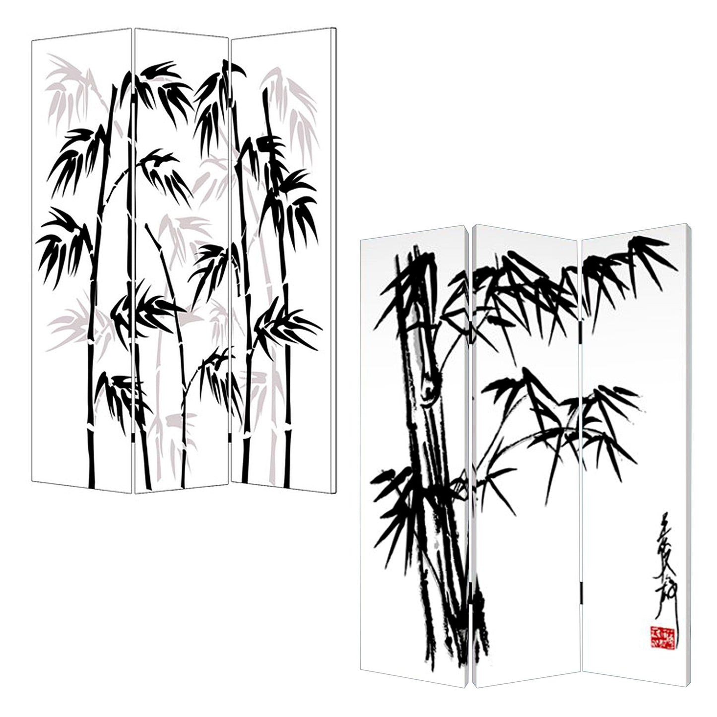 48 X 72 Multi Color Wood Canvas Bamboo Leaf  Screen