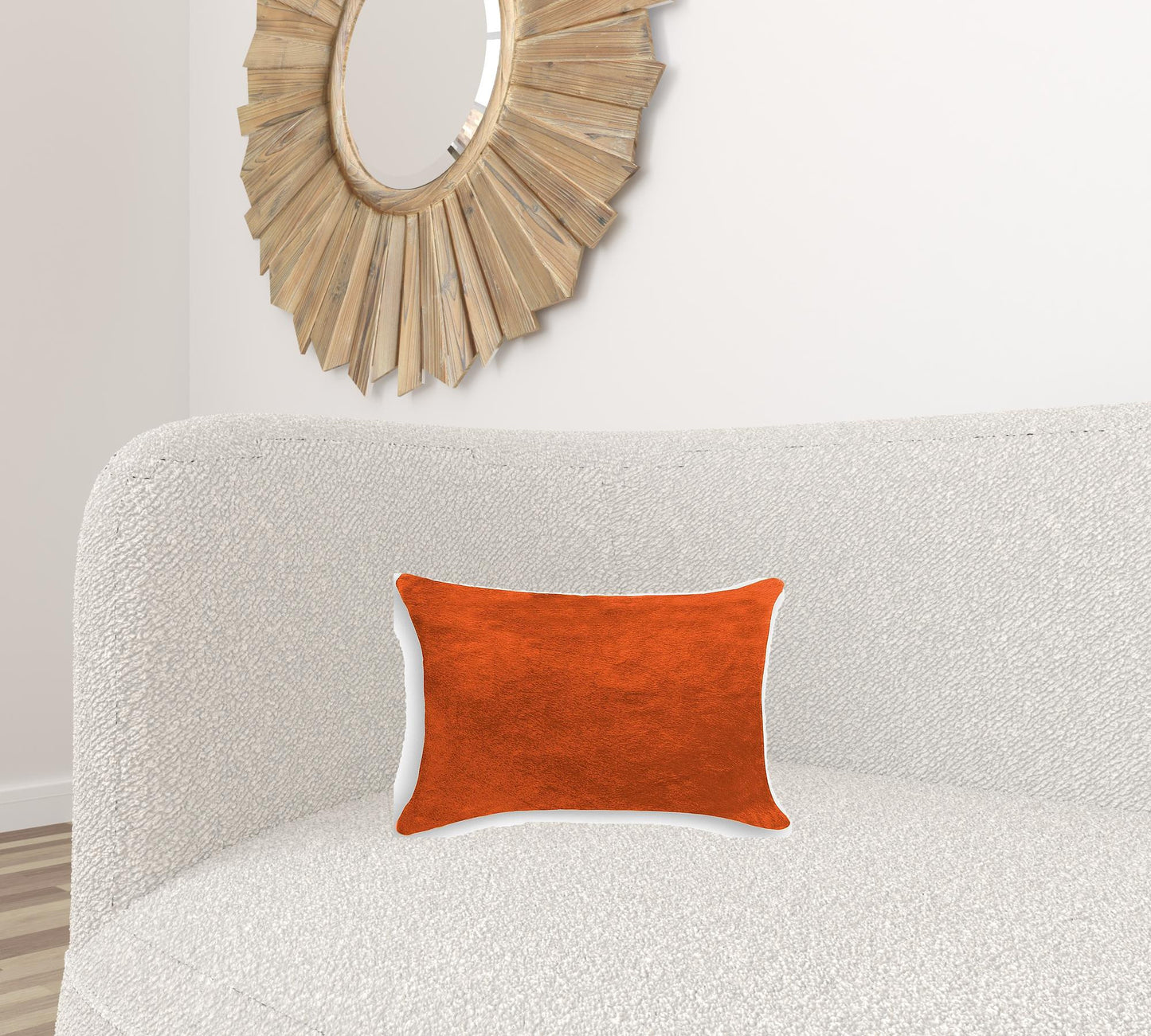 12" X 20" X 5" Orange Cowhide  Pillow