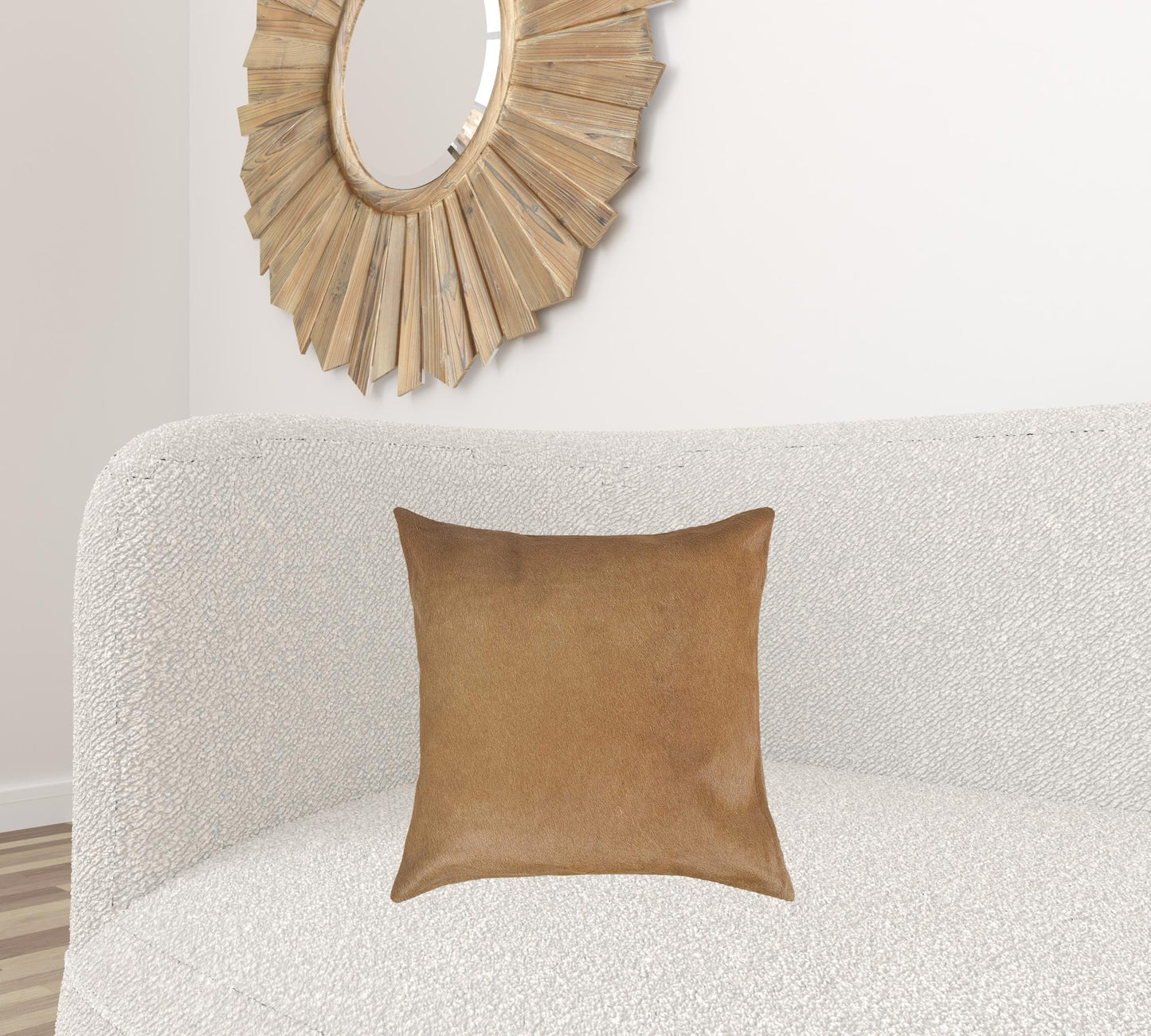 18 X 18 Tan Cowhide Throw Pillow