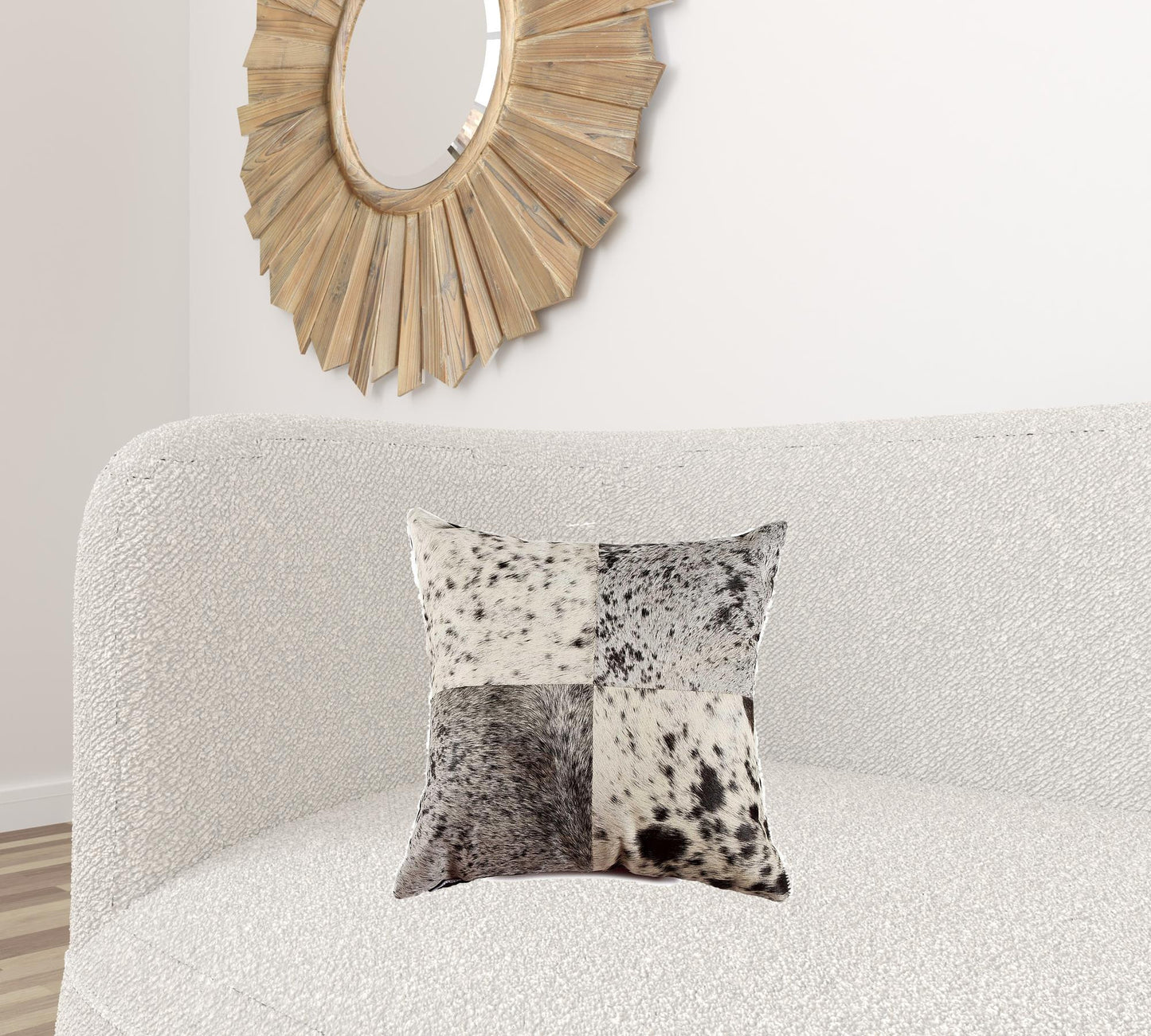 18" X 18" X 5" Brilliant White Torino Kobe Cowhide  Pillow