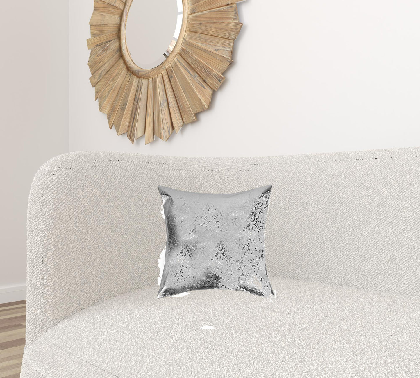 18 X 18 Silver Animal Print Cowhide Throw Pillow