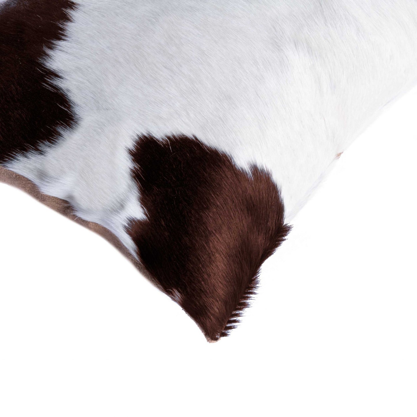 12" X 20" X 5" White And Brown Cowhide  Pillow