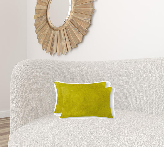 12" X 20" X 5" Yellow Cowhide  Pillow 2 Pack