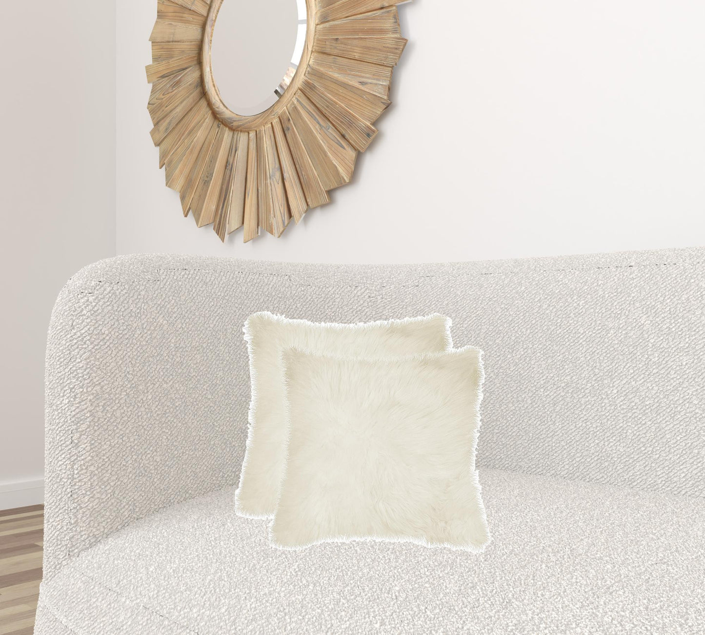 18" X 18" Natural Sheepskin Fur Set Of 2 Pillow