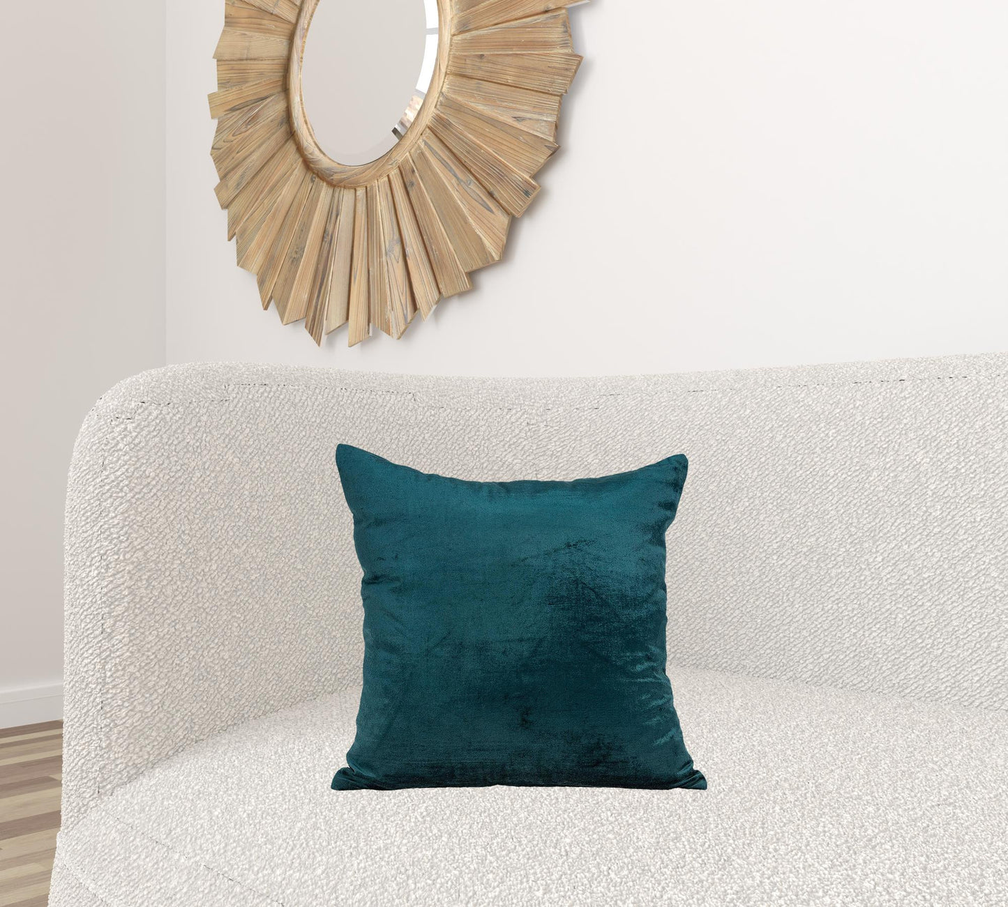 18" X 7" X 18" Transitional Teal Solid Pillow Cover With Poly Insert