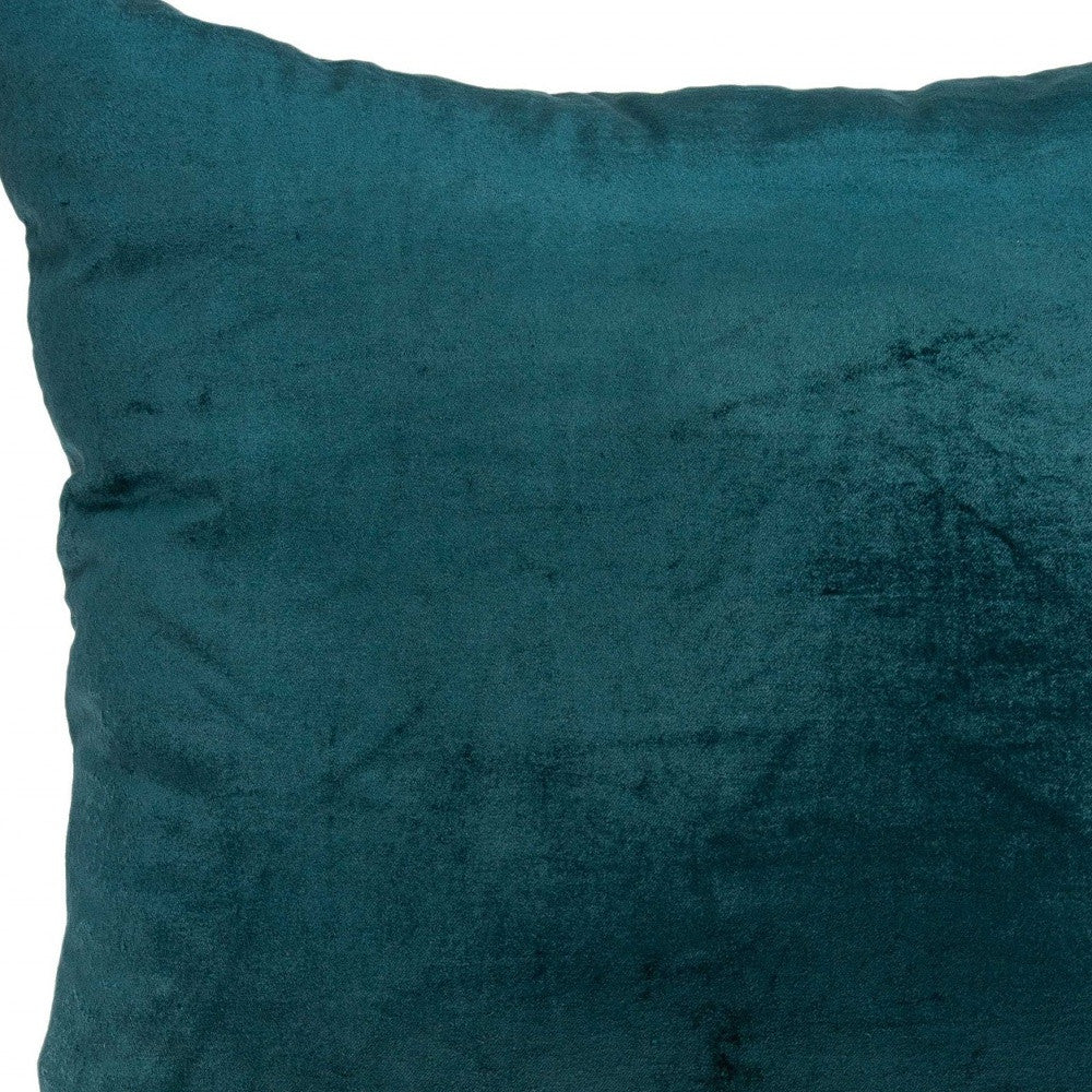 18" X 7" X 18" Transitional Teal Solid Pillow Cover With Poly Insert