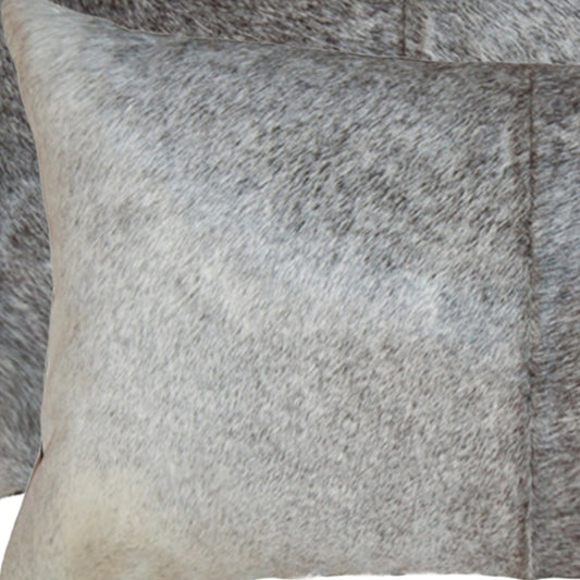 12" X 20" X 5" Salt And Pepper Gray And White Cowhide  Pillow 2 Pack