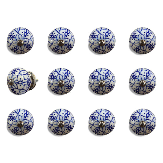 1.5" X 1.5" X 1.5" White Blue And Silver Knobs 12 Pack