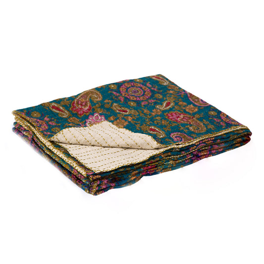 50" X 70" Multicolored Kantha Cotton - Throw