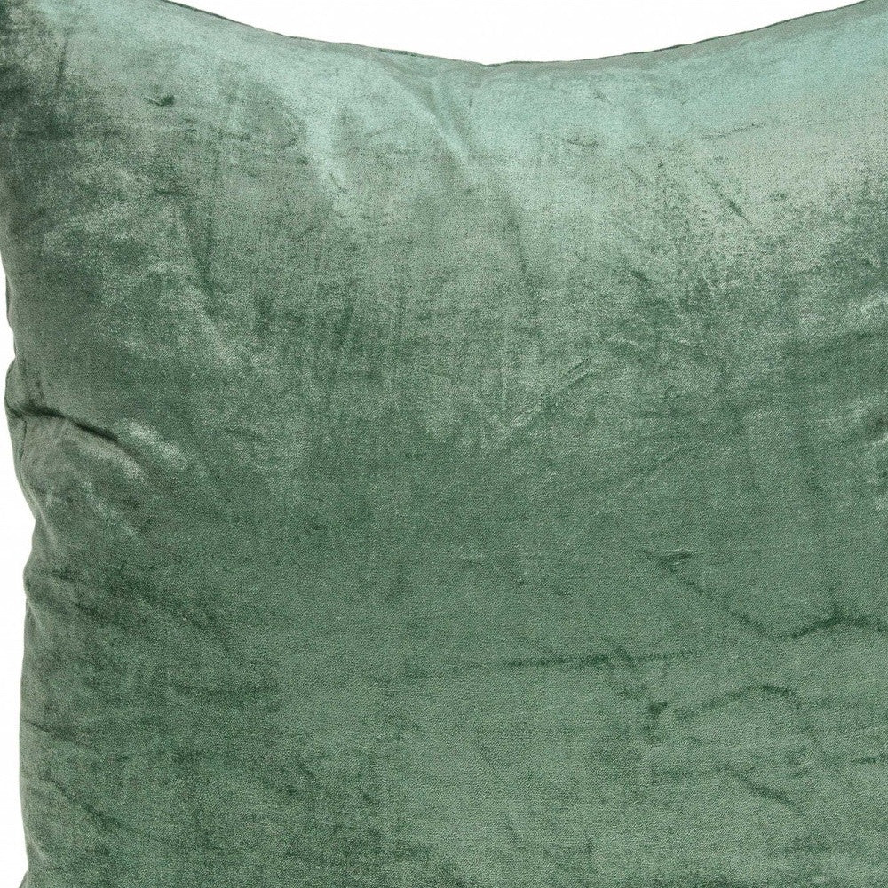 18" X 7" X 18" Transitional Green Solid Pillow Cover With Poly Insert