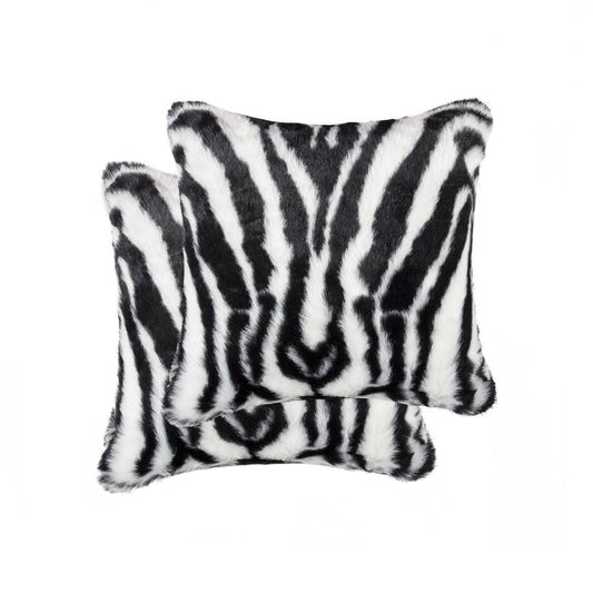 18" X 18" X 5" Denton Zebra Black And White Faux  Pillow 2 Pack