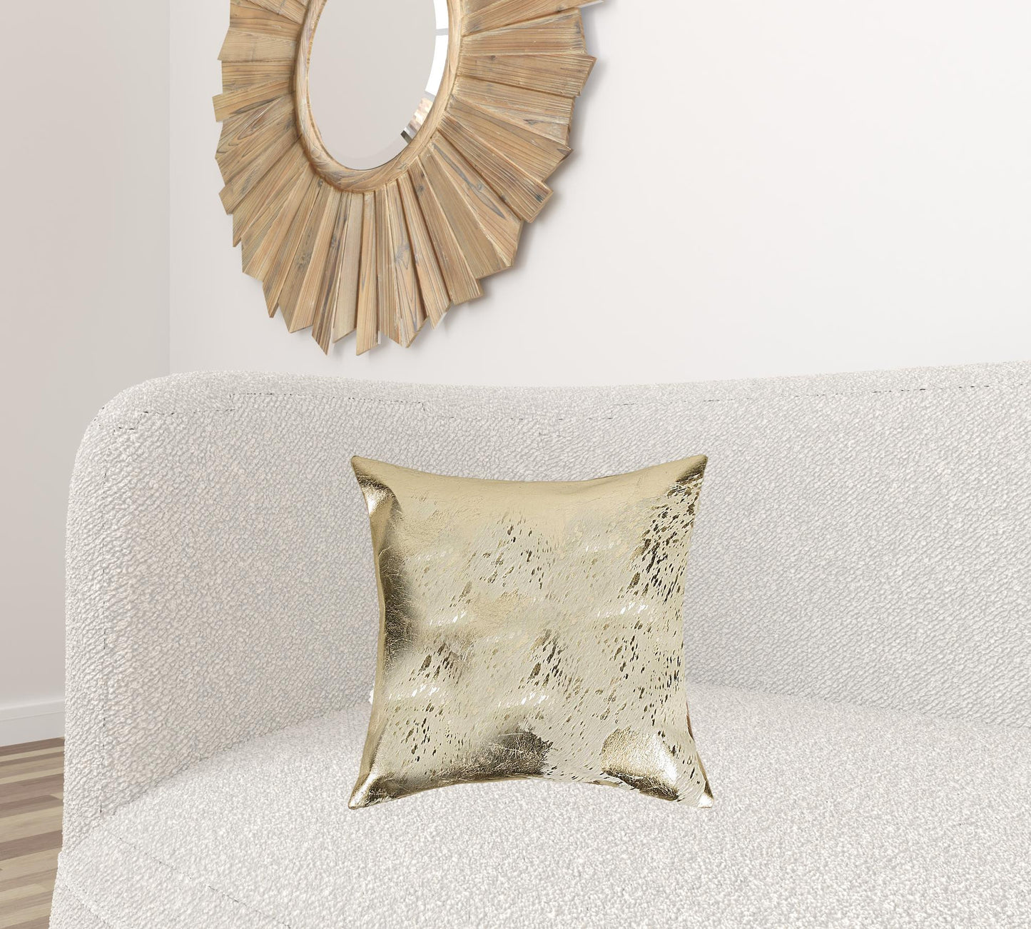 18 X 18 Beige Animal Print Cowhide Throw Pillow