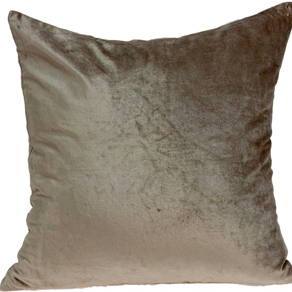 18" X 7" X 18" Transitional Taupe Solid Pillow Cover With Poly Insert