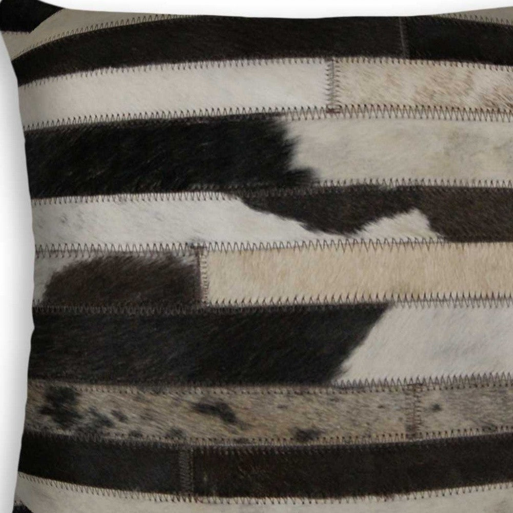 18" X 18" X 5" Modern Tricolor Torino Kobe Cowhide  Pillow