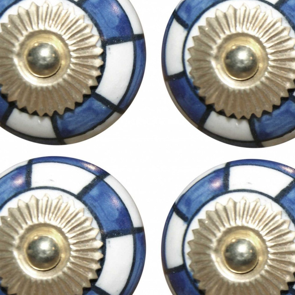 Charming Blue And Gold Set Of 8 Knobs