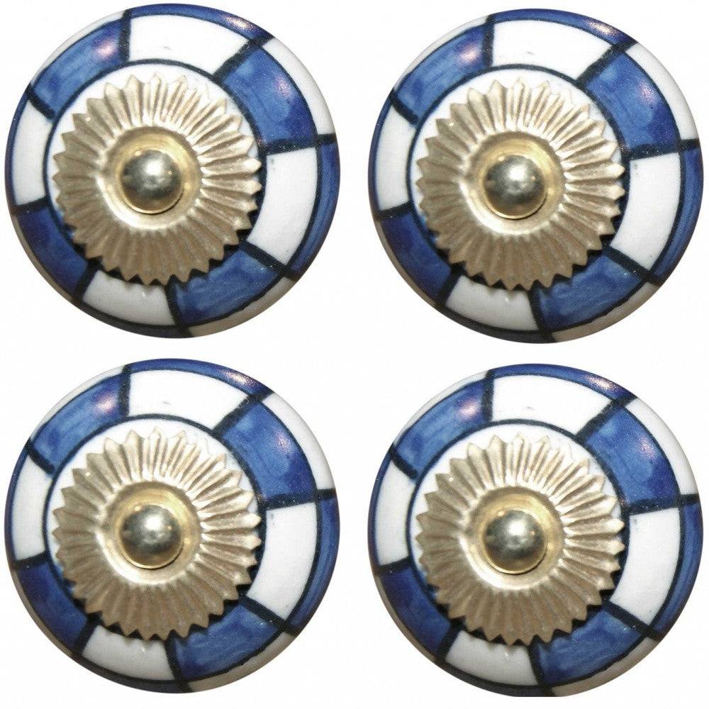 Charming Blue And Gold Set Of 8 Knobs