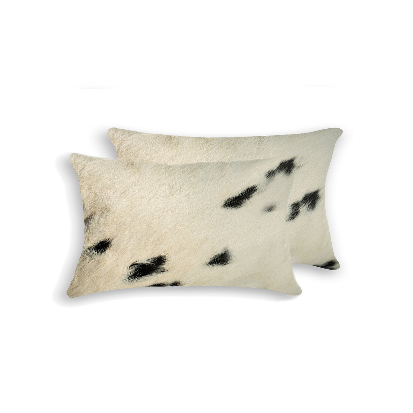 12" X 20" X 5" White And Black Cowhide  Pillow 2 Pack