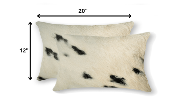 12" X 20" X 5" White And Black Cowhide  Pillow 2 Pack