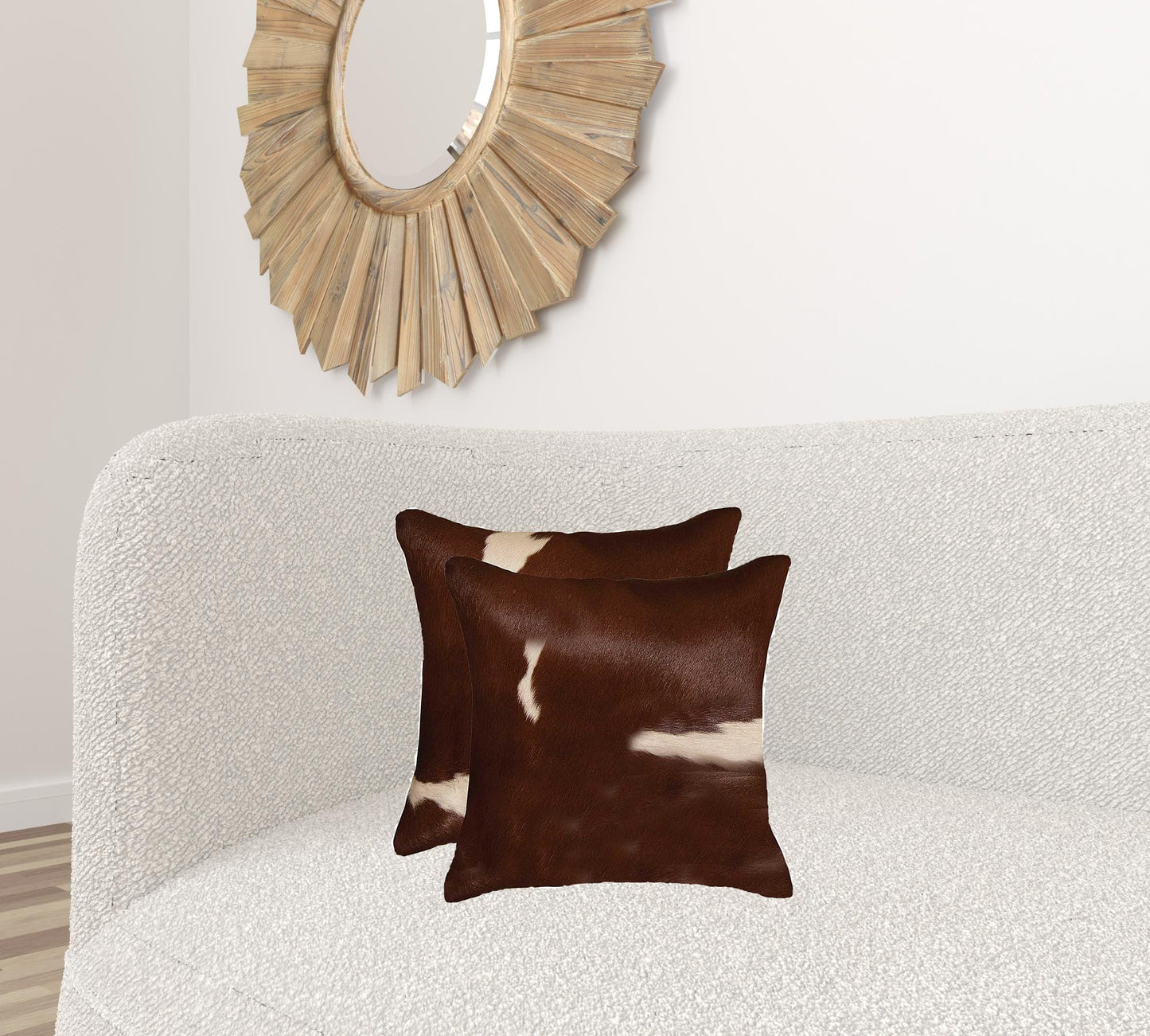 18" X 18" X 5" Brown And White Cowhide  Pillow 2 Pack