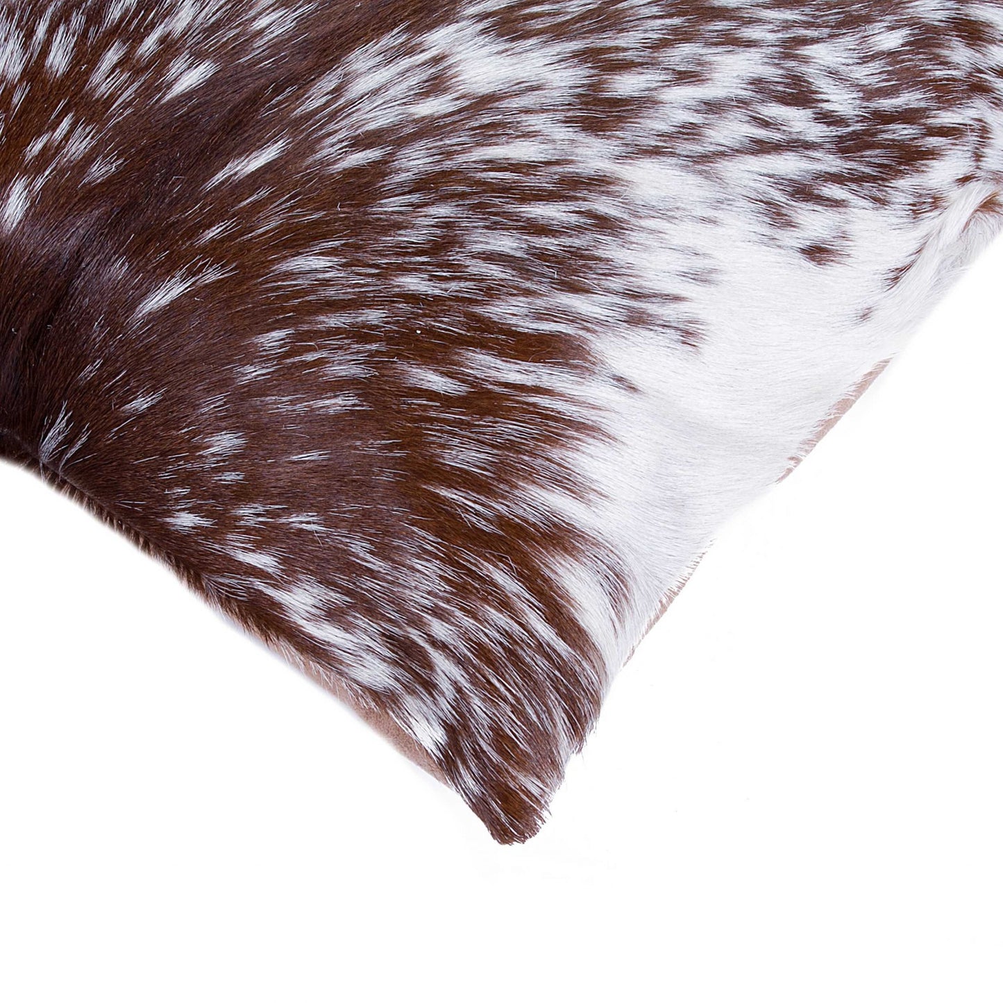 Set of Two 18" X 18" Brown and White Animal Print Cowhide Zippered Pillow