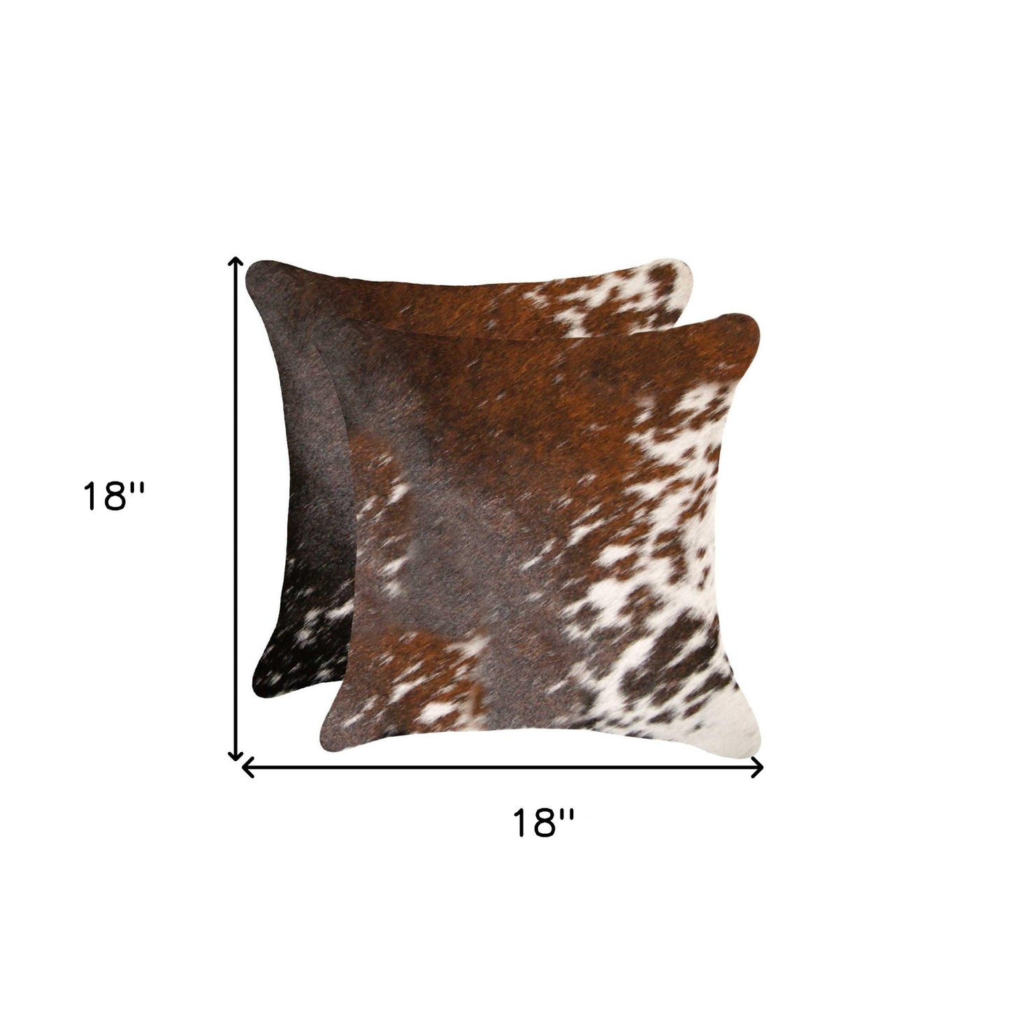 Set of Two 18" X 18" Brown and White Animal Print Cowhide Zippered Pillow