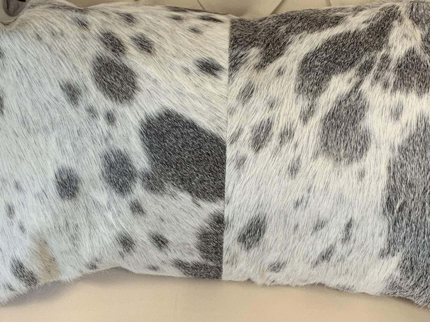 Set Of 2 Gray And White Natural Cowhide Pillows