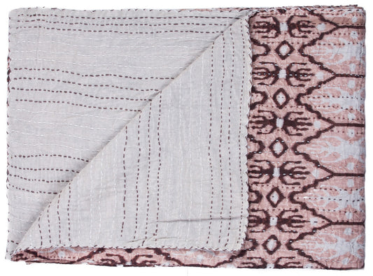 50" X 70" Multicolored Kantha Cotton - Throw