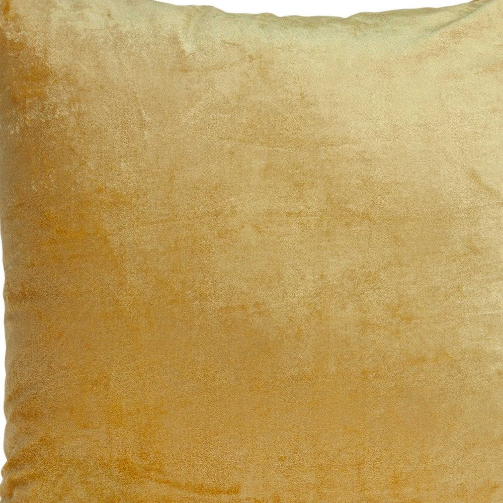 18" X 7" X 18" Transitional Yellow Solid Pillow Cover With Poly Insert