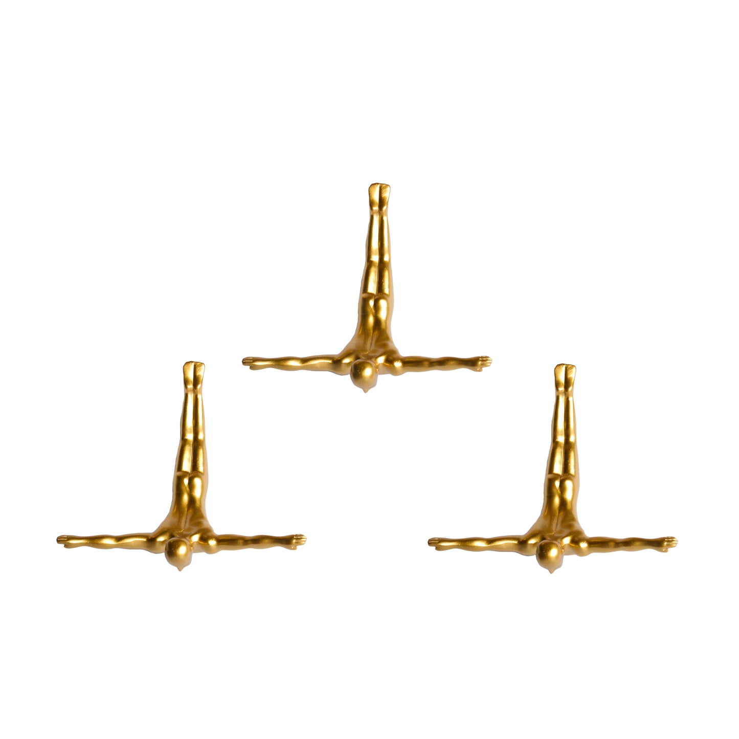 6.5" X 2.5" X 6.5" Wall Diver - Gold 3-Pack