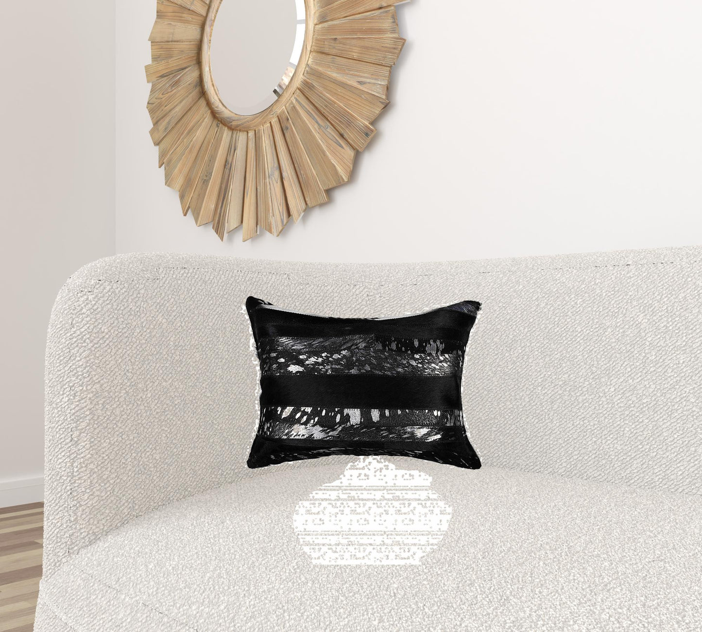 12" X 20" X 5" Black And Silver  Pillow