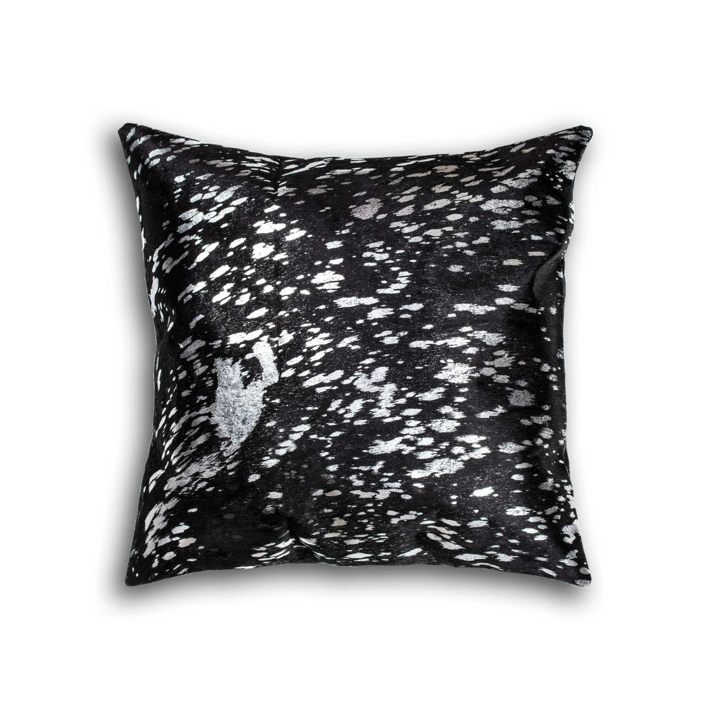 18" X 18" X 5" Black And Silver Torino Kobe Cowhide  Pillow