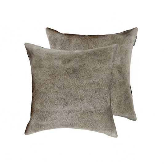 18" X 18" X 5" Gray Cowhide - Pillow 2-Pack